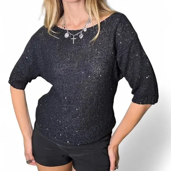 Guess Women's Black Short Sleeve Sweater - Picture 4 of 5